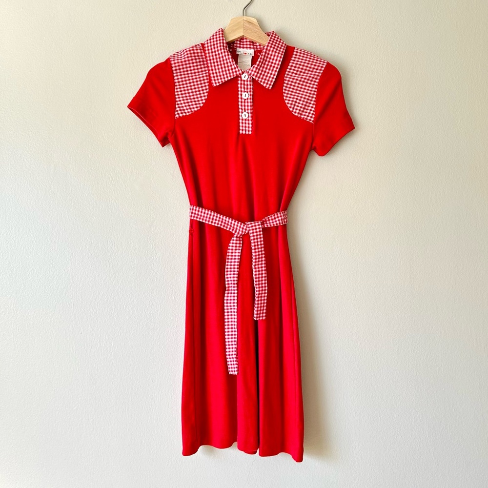 vintage red gingham mini dress small